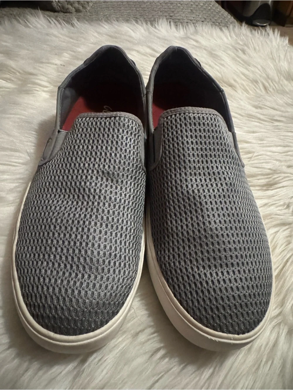 OluKai grey and White Men's Slip-On Loafers
